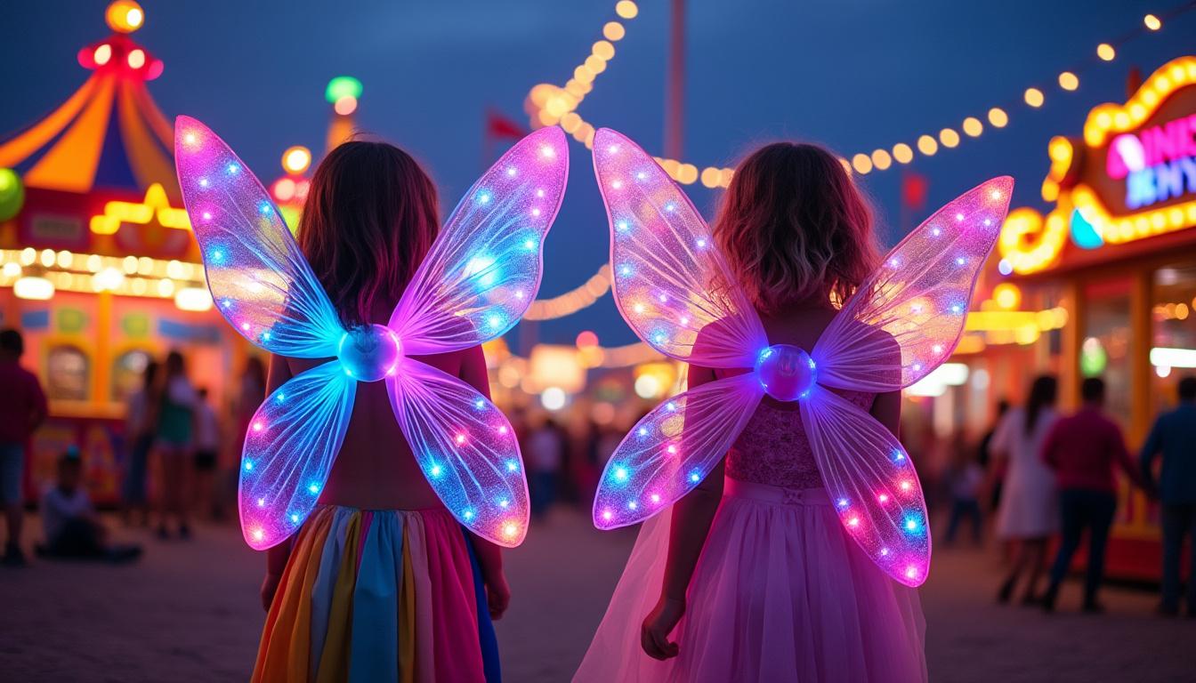 découvrez les ailes de fée lumineuses, l'accessoire idéal pour ajouter une touche magique et éblouissante à vos tenues. parfaites pour impressionner vos amis lors de fêtes et événements.