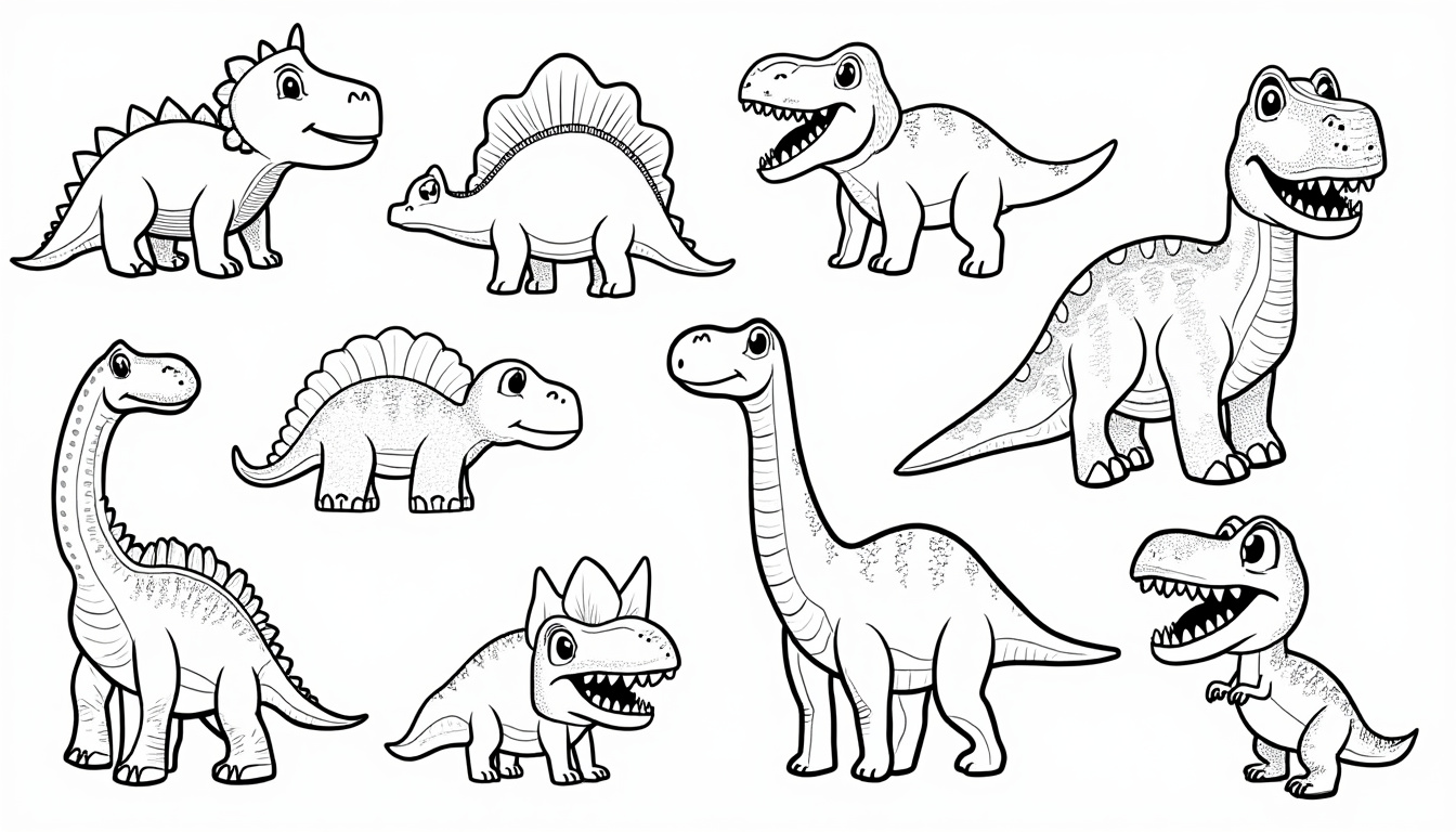 découvrez une sélection de coloriages dinosaure à imprimer en pdf, parfaits pour divertir toute la famille lors des activités créatives et moments de partage.