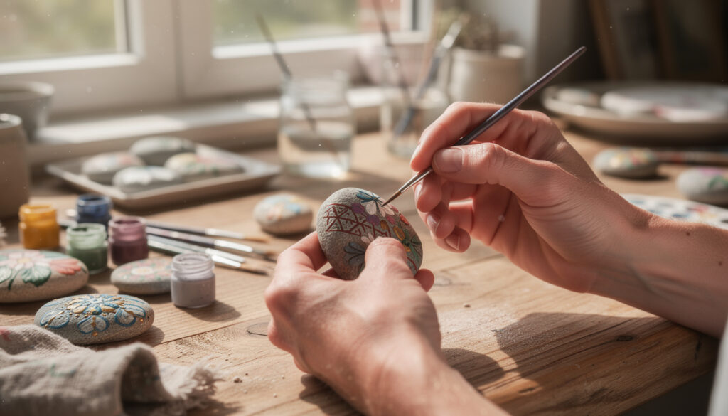 plongez dans l'art des ateliers de peinture sur galets et laissez libre cours à votre créativité grâce à des techniques simples et inspirantes pour tous les âges.