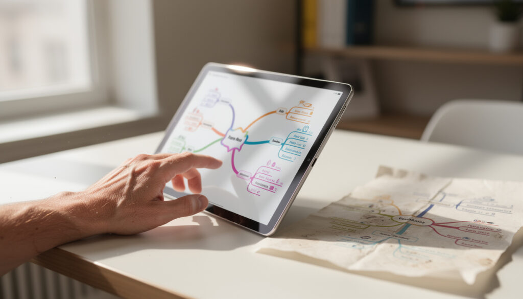 découvrez les avantages des cartes mentales numériques par rapport aux versions papier : gain de temps, facilité de modification, partage simplifié et meilleure organisation de vos idées.