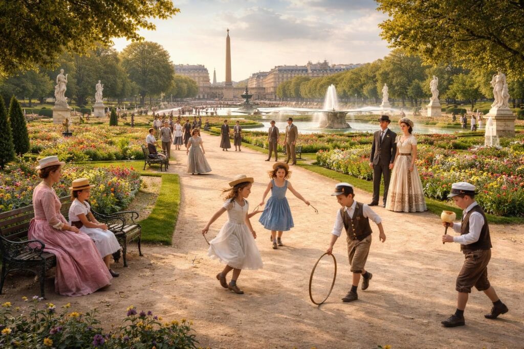 découvrez l'histoire fascinante des jeux traditionnels au jardin des tuileries, situés près de la place de la concorde à paris, un lieu emblématique mêlant culture et divertissement.