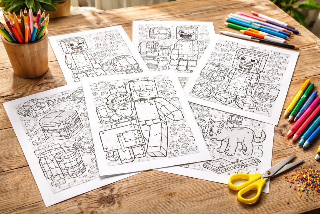 découvrez des coloriages minecraft à imprimer pour libérer votre créativité et vous amuser en personnalisant vos personnages favoris.