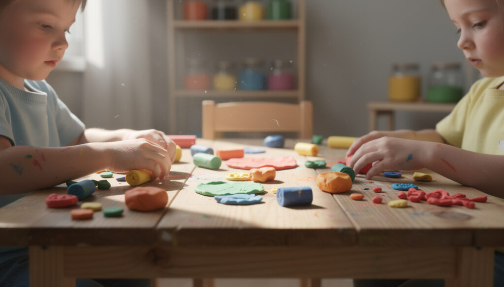 découvrez comment l'atelier pâte à modeler colorée stimule le développement tactile des enfants en favorisant leur créativité, leur motricité fine et leur sensorialité.