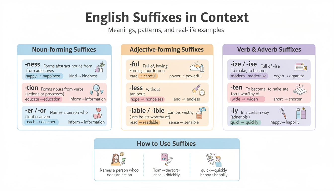 découvrez pourquoi le tableau des suffixes en anglais est essentiel pour améliorer votre vocabulaire et maîtriser la formation des mots lors de votre apprentissage de la langue.