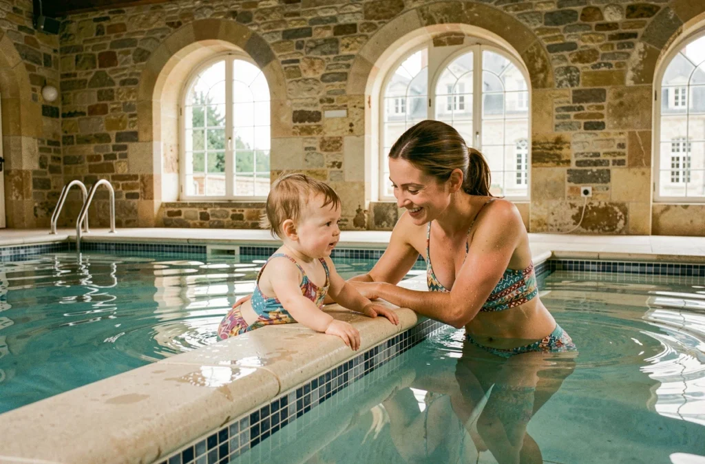 Mère et bébé lors d'un cours de bébé nageur au Centre Aquatique du Grand Chambord