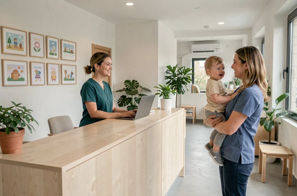 Accueil professionnel et moderne de Vivadom Petite Enfance à Nîmes avec espace bien organisé et décoration contemporaine